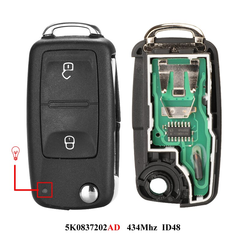 

Jingyuqin 2-кнопочный Дистанционный Автомобильный Ключ Для Volkswagen VW Amarok Transporter 2011-2016 434 МГц, Расстояние ID48