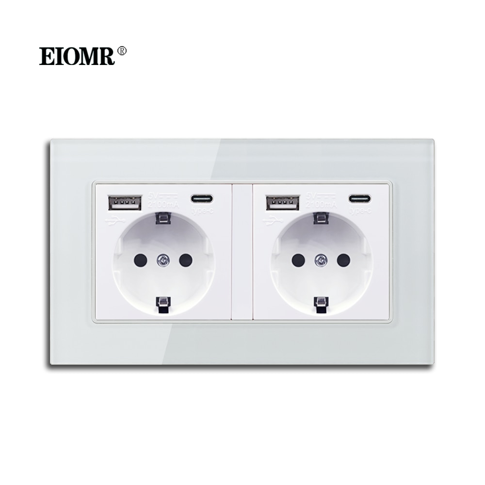 

EIOMR Розетка с USB стеклянная 16А