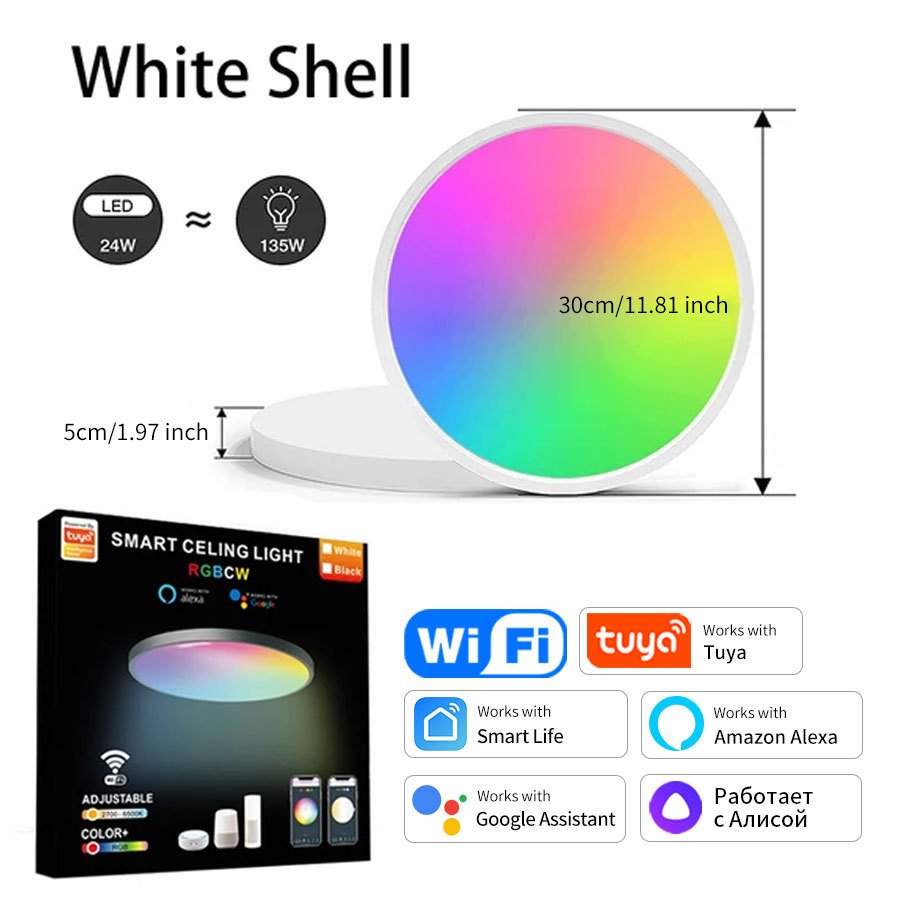 

AVACOM RGB Светодиодный Потолочный Светильник Tuya Wi-Fi 220В
