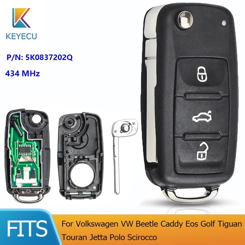 

KEYECU дистанционный Автомобильный ключ 434 МГц 5K0837202Q для Volkswagen VW Beetle Caddy Eos Golf Tiguan Touran Jetta Polo Scirocco 5K0 837 202 Q