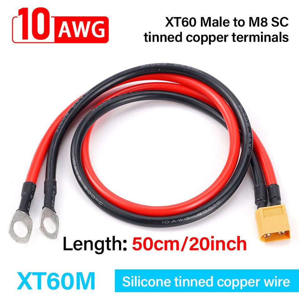 

Кабель XT60 с клеммой M8 SC, 10AWG, силиконовый