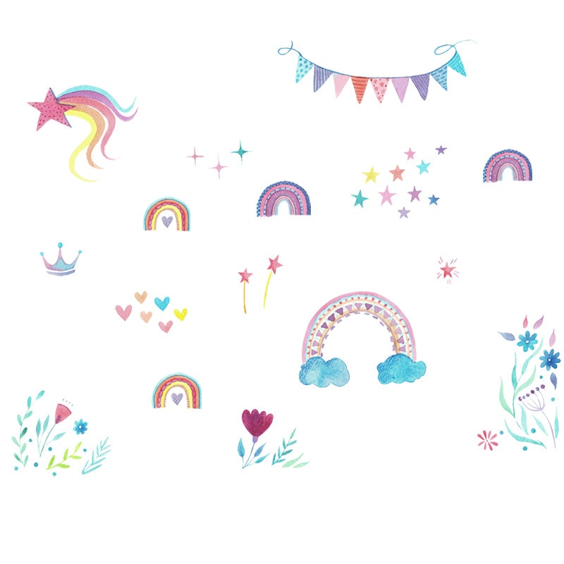 

3D наклейки на стену ПВХ мультфильм радуга солнце