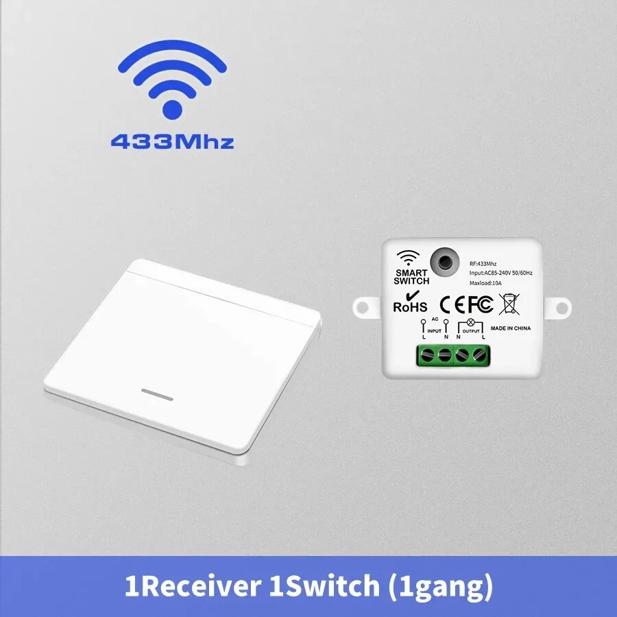 

Беспроводной настенный выключатель kebidumei Wireless Light Switch 433 МГц 1/2/3 клавиш