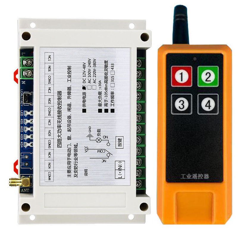 

Ndustrial Sector DC 12V 24V 36V 48V 4CH 10A RF Беспроводная система дистанционного управления с передатчиком на большие расстояния 200M-2000M