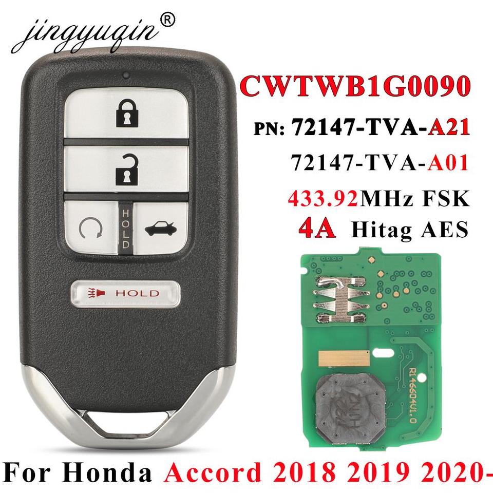 

Jingyuqin 72147-TVA-A21, безключевая версия, умная фотография для Honda Accord 2018, 2019, 2020, 433 МГц, 4A, чип, 5 кнопок, CWTWB1G0090