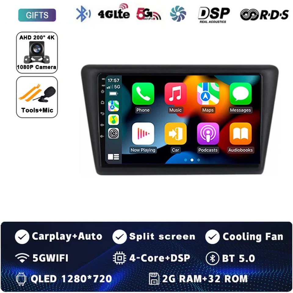 

Для VW Skoda Rapid 2013 2014 2015 2016 2017 2018 2019 Android 14 радио GPS Мультимедиа для seat Toledo 2015-2018 carplay RDS WIFI