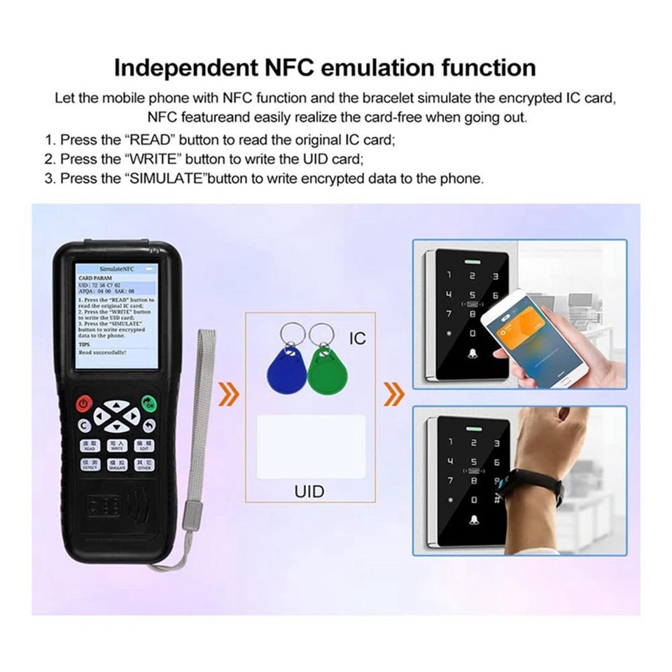 

BISMZ X100 RFID NFC Считыватель смарт-карт Писатель + 5X5200 Брелок RFID Дубликатор ID IC Card Программатор Зашифрованный ключ Копировальный аппарат