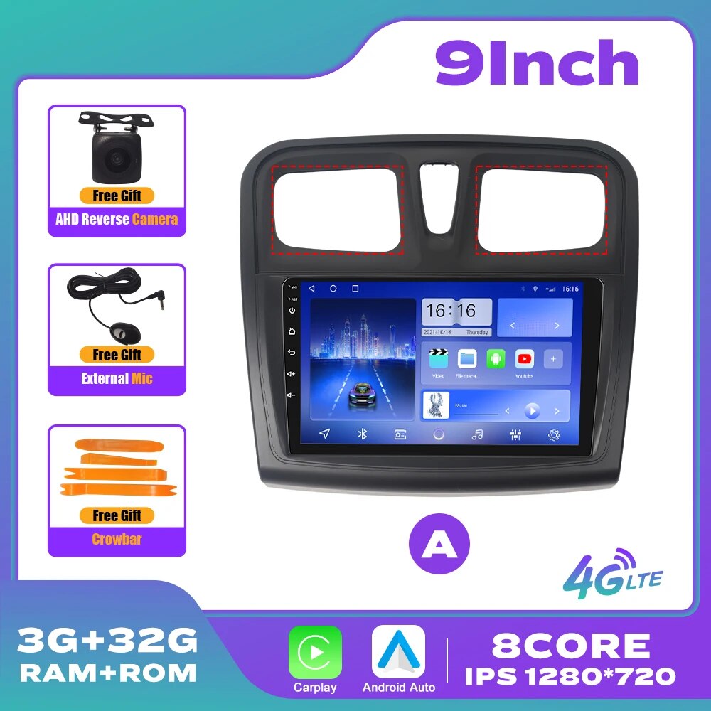 

Автомагнитола для Renault Sandero 2 2014-2019 Logan 2012-2019 2Din Android автомобильный стерео DVD GPS-навигатор плеер QLED экран Carplay