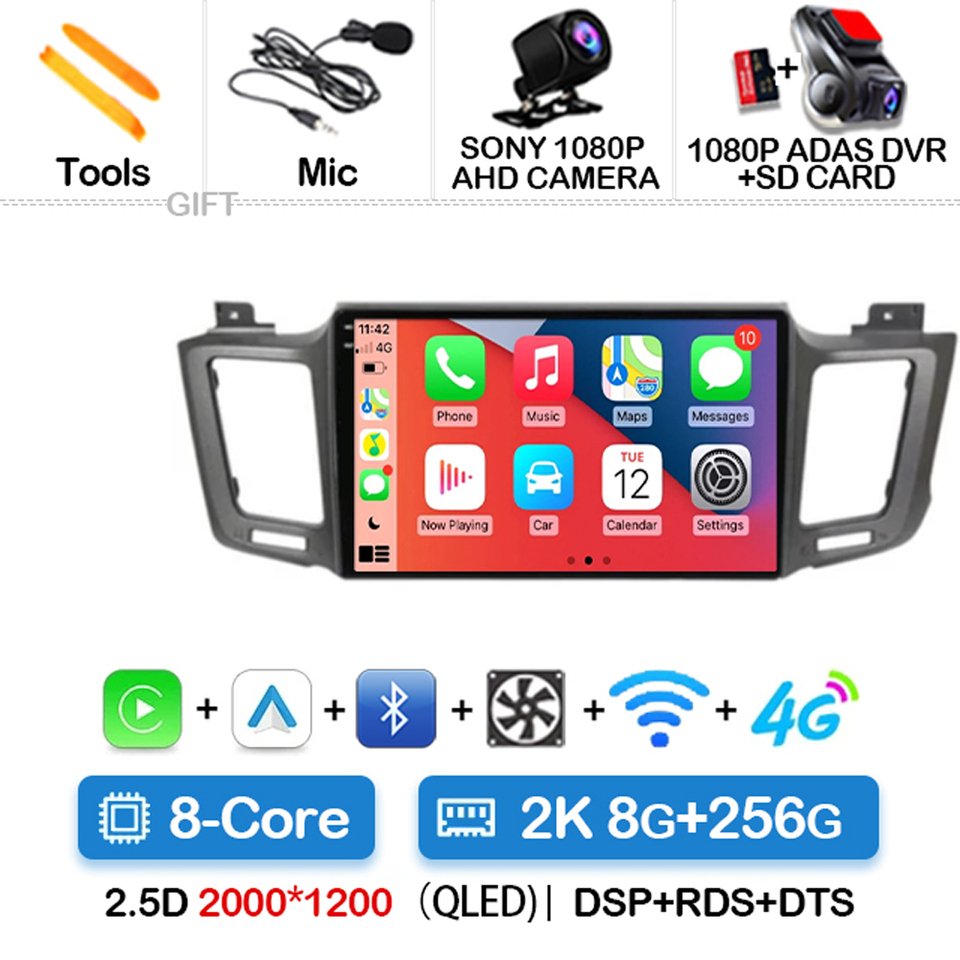 

Автомагнитола на Android 14 для Toyota RAV4 RAV 4 XA40 2012 - 2019 Carplay авто стерео Мультимедийный видеоплеер DSP GPS навигация WIFI
