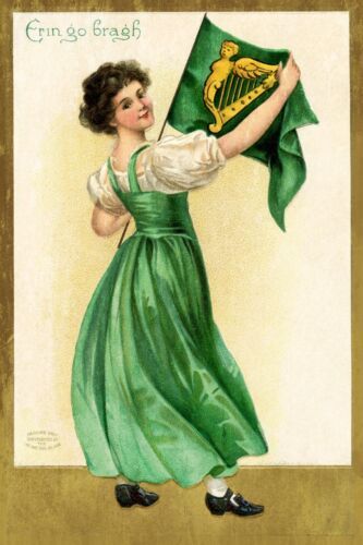 

1p,Erin Go Bragh винтажное изображение ирландской леди, День Святого Патрика, новый металлический знак