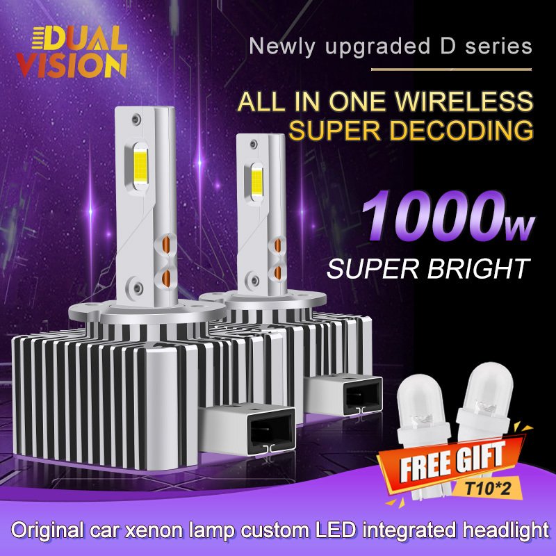 

Светодиодные фары Dualvision D1S D3S HID D2S D4S D1R D2R D3R D4R Turbo LED 100000 Двусторонний чип LM CSP 6000K 1000W Plug&Play 12V