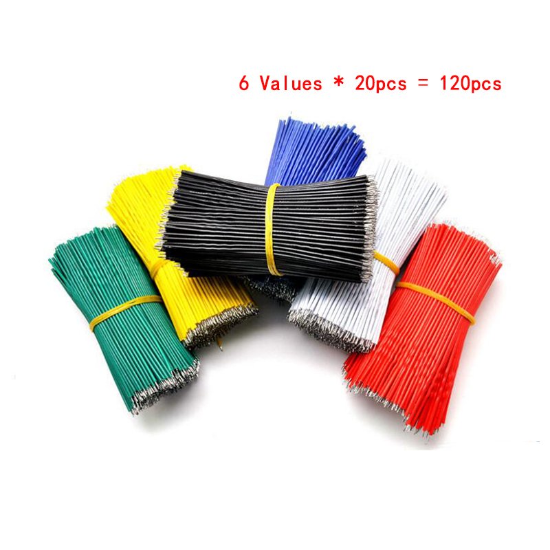 

120 шт./компл., 24AWG, луженый макет, кабель для пайки печатной платы, 24AWG, 8 см, перемычка, оловянные проводные провода, соединительный провод 1007-24AWG