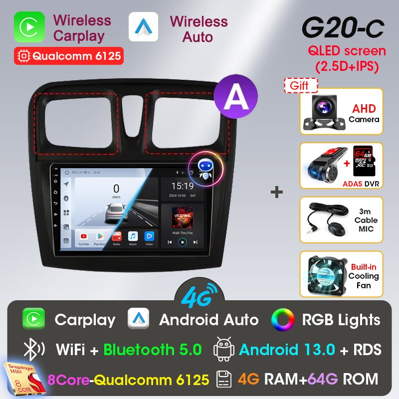 

Srnubi Android 13 Carplay автомобильный радиоприемник мультимедийный плеер для Renault Logan 2 Sandero 2 2012-2019 2 Din GPS стерео DVD головное устройство