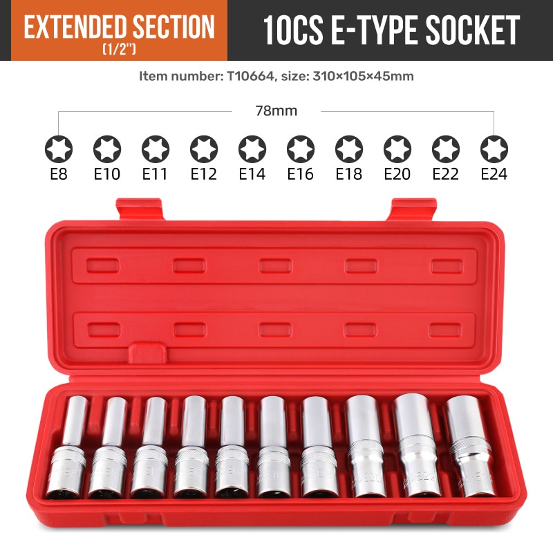 

Hi-Spec набор торцевых головок Torx E10-E24