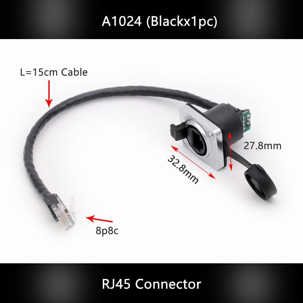 

1 шт. цинковый сплав PA6 пластиковый медный контактный разъем RJ45 штекер-гнездо 15 см Кабельный разъем 8p 8c водонепроницаемая панель