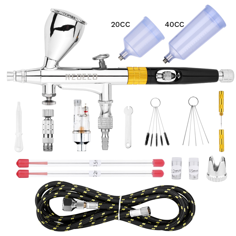 

Гравитационный мини-Аэрограф Двойного действия, 9 куб. См, съемный стакан с жидкостью, пистолет-распылитель для ногтей, набор для макияжа, татуировка для лица, искусство, красное золото