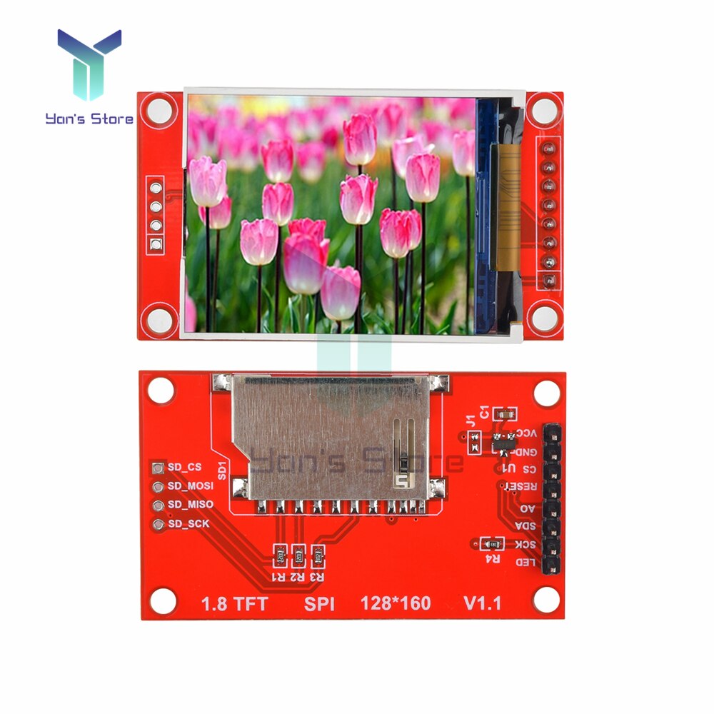 

Последовательный ЖК-экран 1,8 дюйма SPI, модуль дисплея 128x160 TFT со слотом для SD-карты, 8-контактный драйвер ST7735S для Arduino DIY