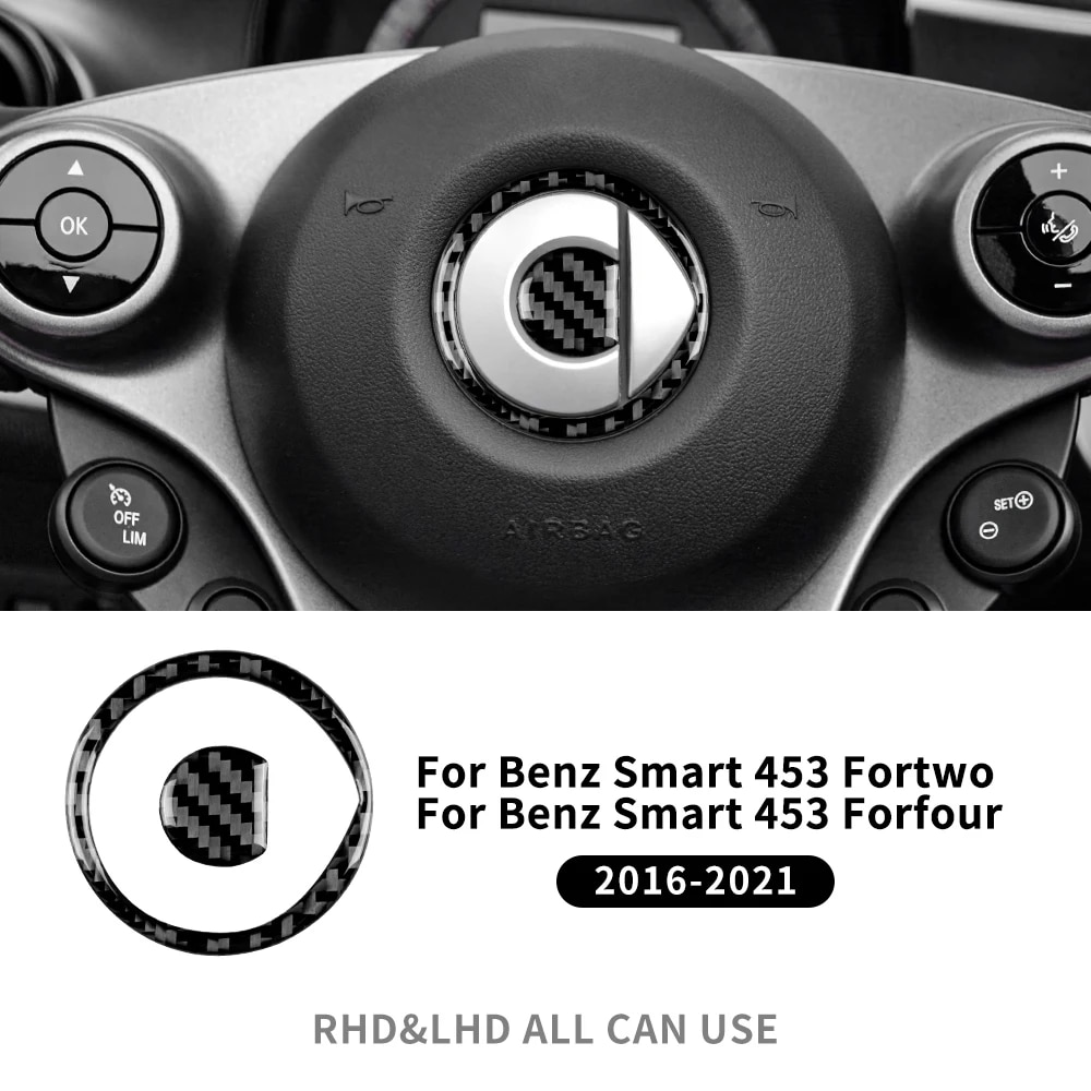 

Наклейка на руль из настоящего мягкого углеродного волокна для Mercedes Benz Smart 453 Fortwo/Forfour 2016 2017 2018 2019 2020 2021-2024