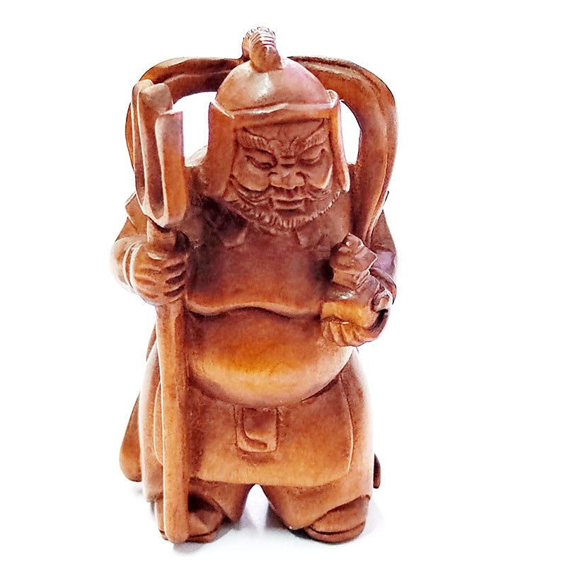 

Y8876 — 2-дюймовый самшит Нецке ручной работы — Bishamonten God of Thunder