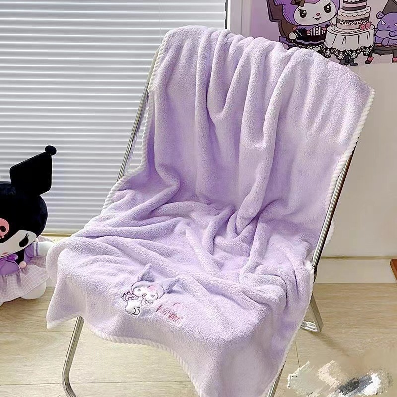 

Комплект детских полотенец Kuromi с капюшоном из кораллового бархата, супервпитывающее и не линяющее, мягкое банное полотенце для девочек, быстрая фотография