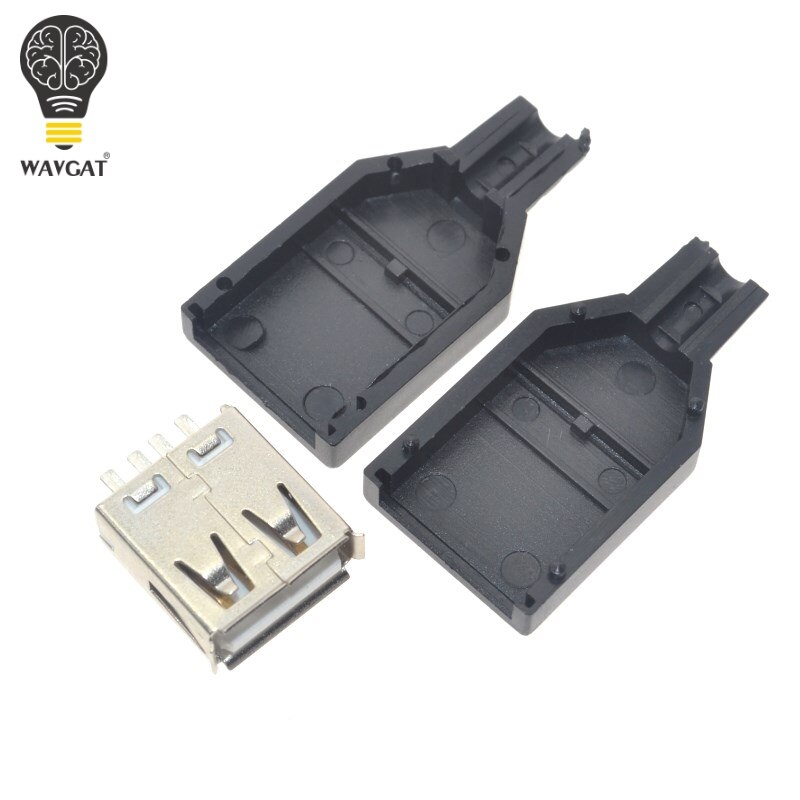 

10 шт., 4-контактный разъем USB Type-A с черной пластиковой крышкой