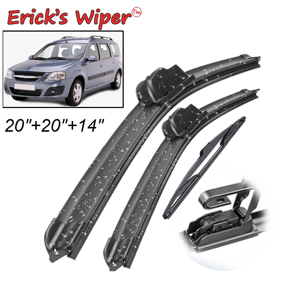 

Набор щёток стеклоочистителя Erick's Wiper для Lada Largus Лада Ларгус 2012-2023, передние и задние щётки от дождя для лобового стекла, 20 дюймов 20 дюймов 14 дюймов