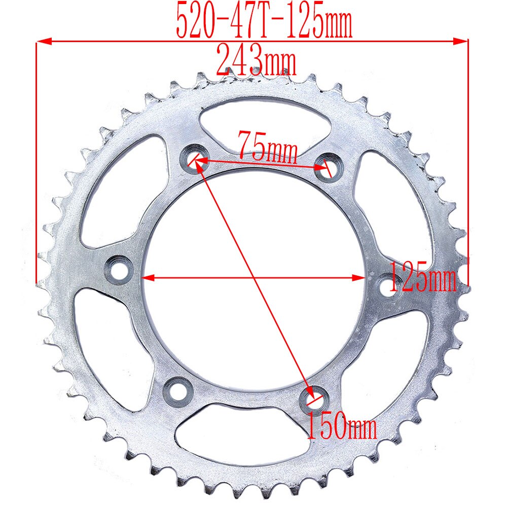 

520 цепи 43T/45T/47T/49T цепные звездочки для мотоцикла Задняя звездочка для квадроцикла грязевого велосипеда мотоцикла мопеда