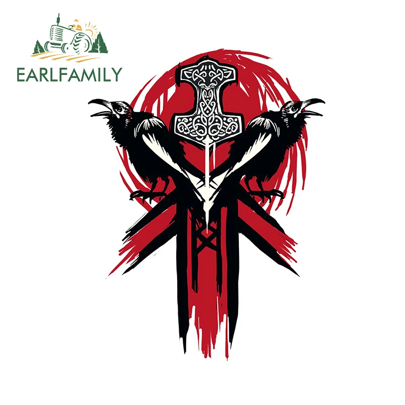

EARLFAMILY 13 см x 9,8 см для знак викингов, виниловые автомобильные Стикеры, аниме, водонепроницаемые, устойчивые к царапинам наклейки, автомобильные наклейки JDM