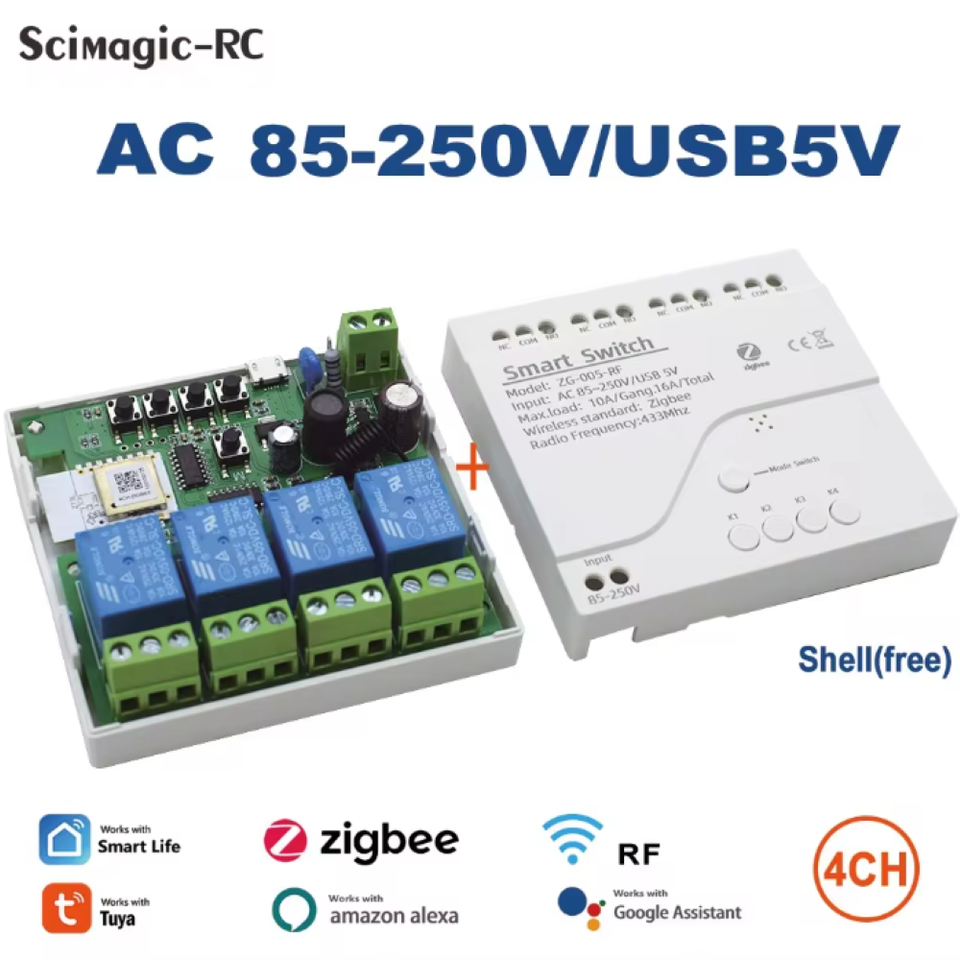 

Scimagic-RC 4-канальный релейный модуль Zigbee для умного дома