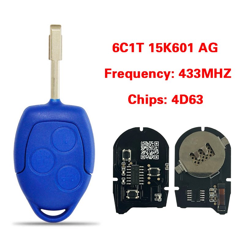 

Смарт-ключ CN018038 с 3 кнопками, 434 МГц, 4D63 чип FCC 6C1T-15K601-AG для Ford Transit 2006-2014