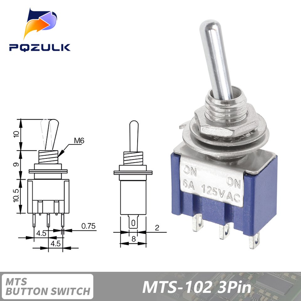 

Синий мини-MTS-102 3-контактный SPDT ON-ON 6A 125VAC Миниатюрные тумблеры MTS-103 MTS-202 MTS-203 6PIN ON-OFF-ON