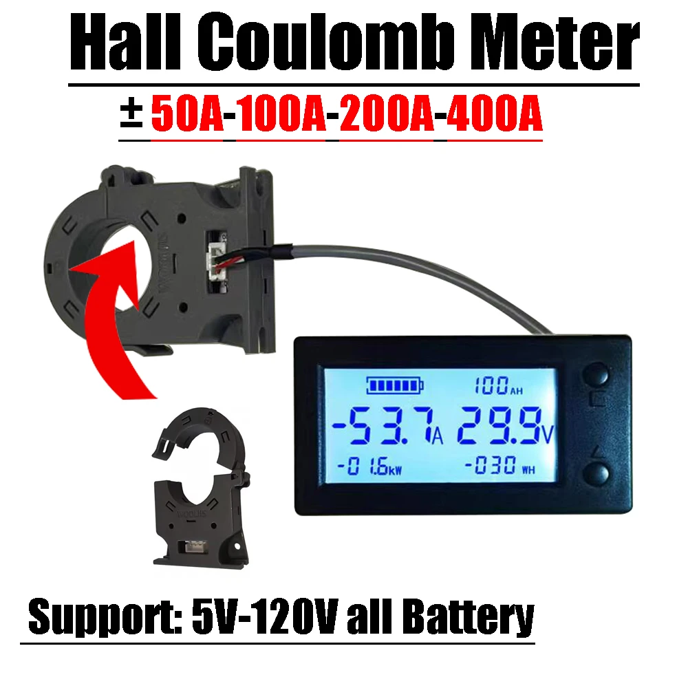 

Кулоновский измеритель Холла 100/200/400А Bluetooth 12-60В
