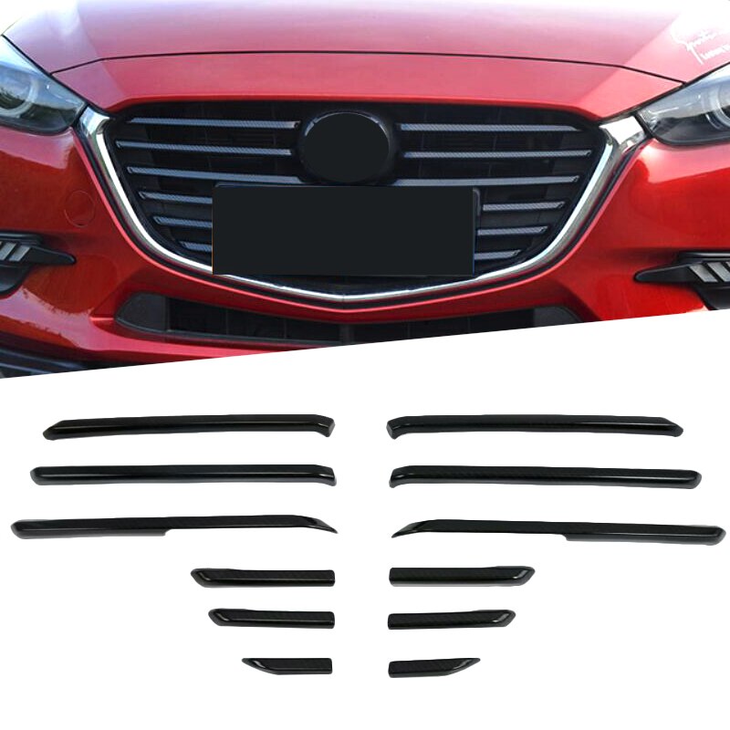 

12 шт., накладки на переднюю панель гриля для Mazda 3 2017 2018