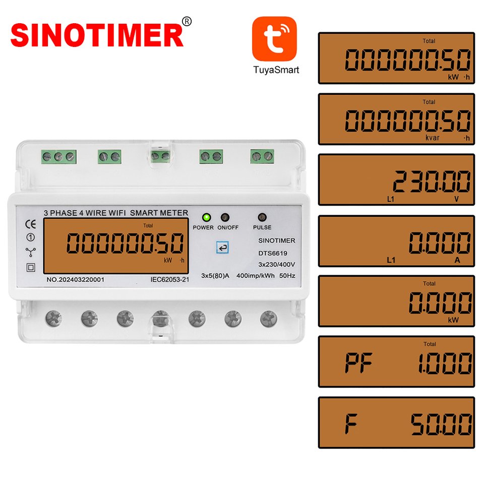 

SINOTIMER DTS6619-050 Wi-Fi трехфазный счетчик энергии