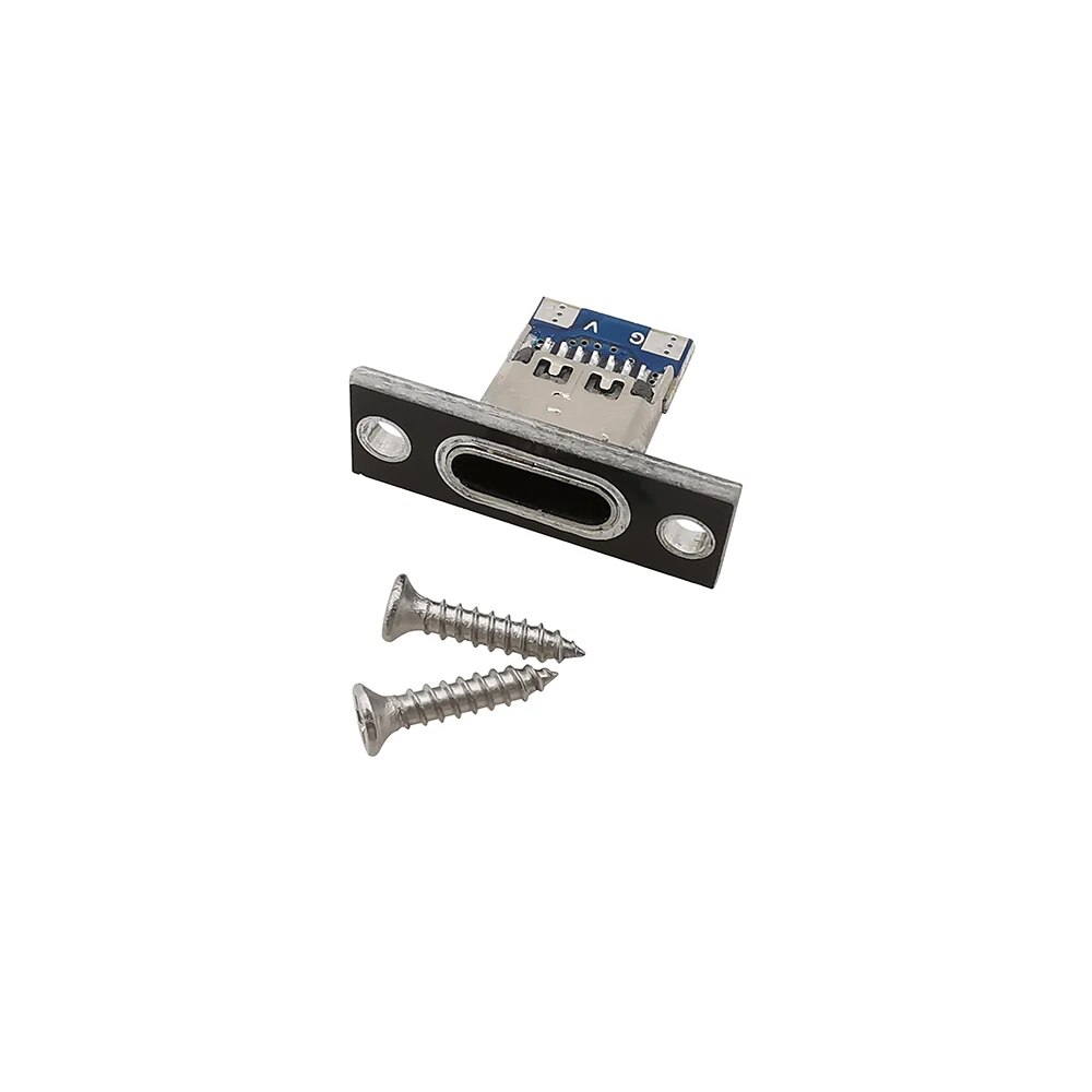 

2/6/10 шт., разъём USB 3,1 типа C с винтовой фиксирующей пластиной, разъем USB Type-C 3.1 Type-C, 2-контактный, 4-контактный разъем «Мама», зарядный порт