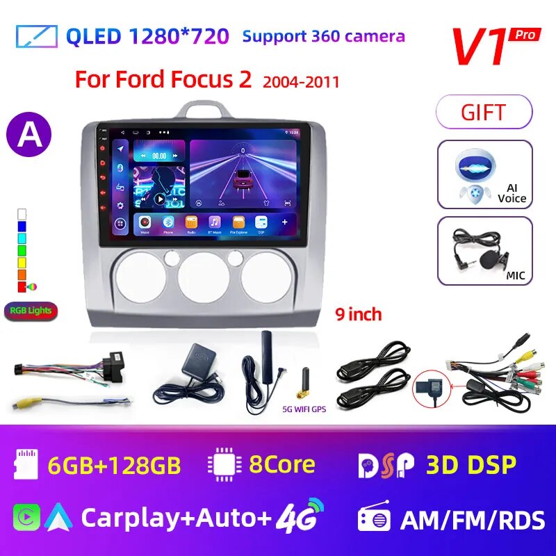 

Автомобильный радиоприемник Android 12 для Ford Focus 2 3 Mk2 Mk3 2004 2005-2011 Мультимедийный плеер Навигация GPS 2Din Carplay Стерео DVD