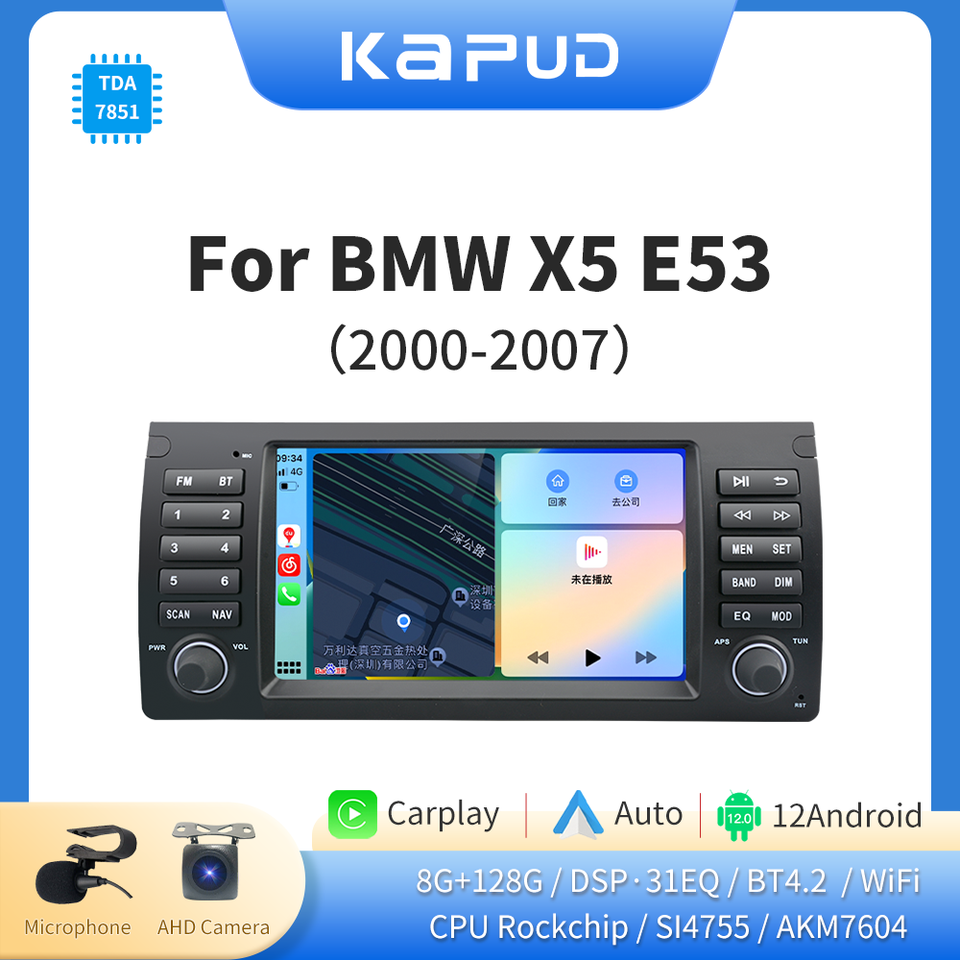 

Kapud 8 "Android 12 автомобильный мультимедийный радиоплеер для Bmw X5 E53 2000-2007 CarPlay AUTO SWC навигация 4G GPS BT Wi-Fi DSP
