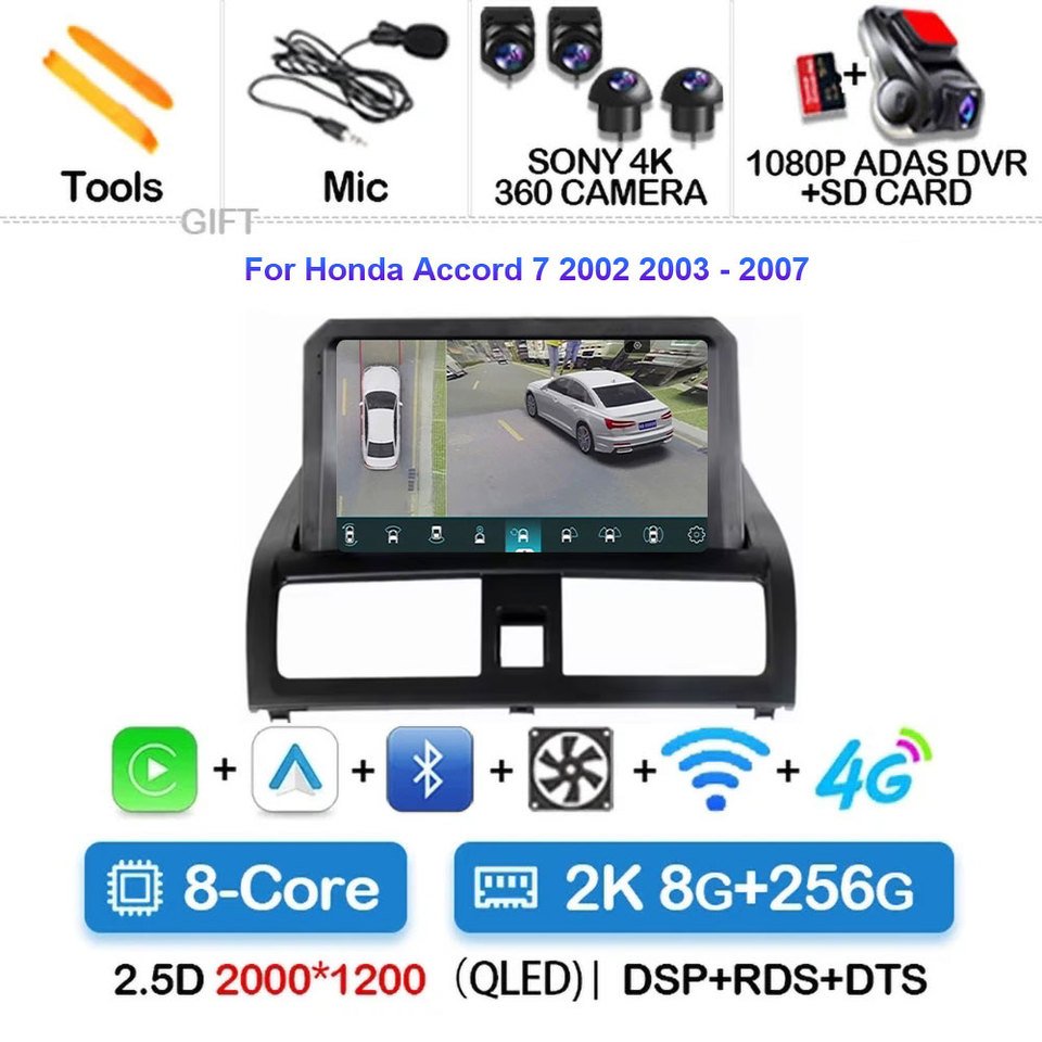 

Автомобильный радиоприемник Android 15 для Honda Accord 7 2002 2003-2007, стерео мультимедийный авто видеоплеер, Nevigation, GPS-налобник