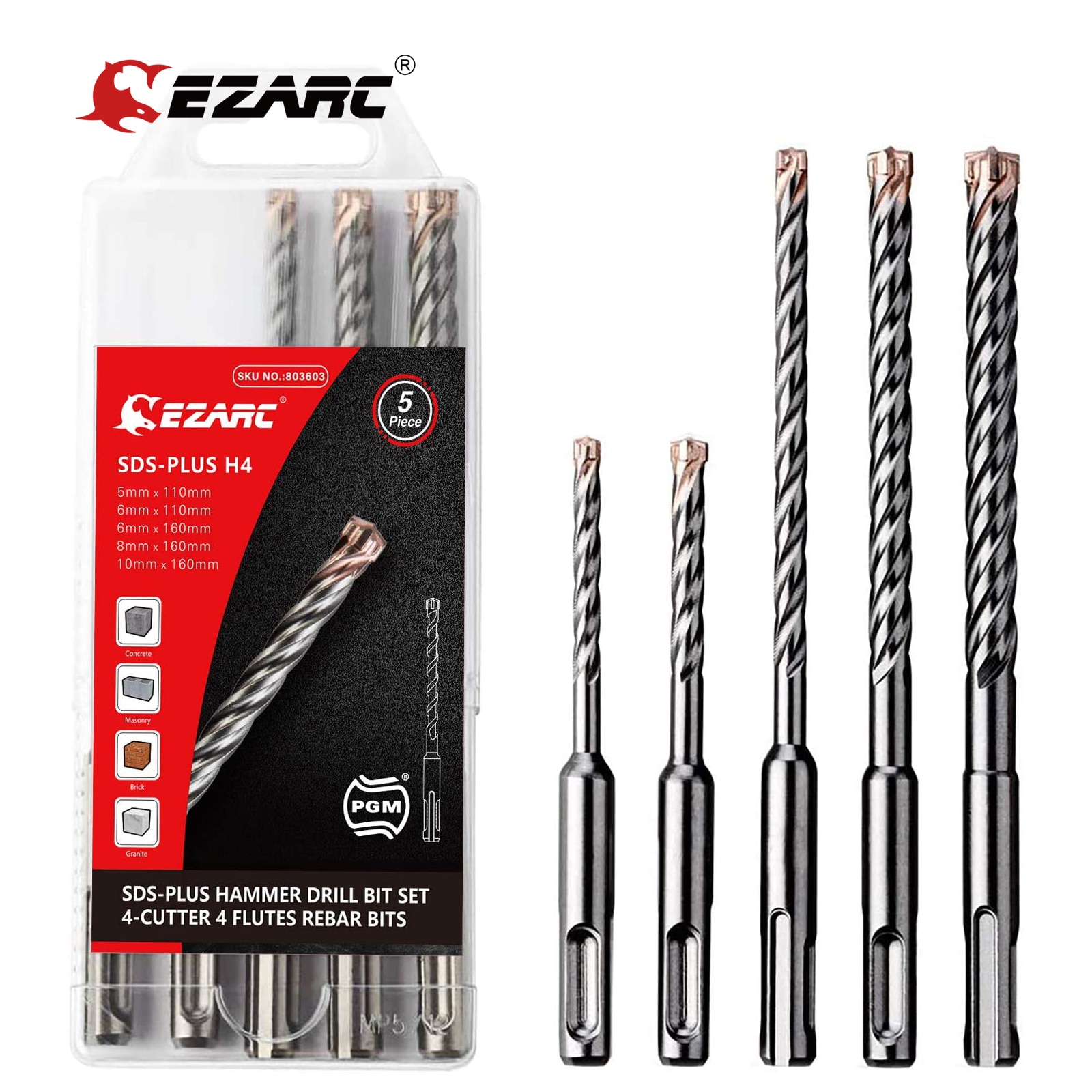 

Набор сверл EZARC PGM SDS-Plus 5 шт.
