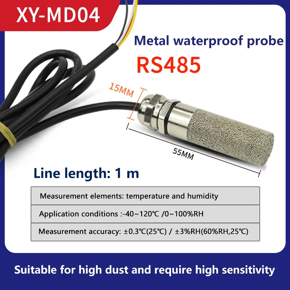 

DC5-28V RS485 Modbus водонепроницаемый датчик температуры и влажности XY-MD03/XY-MD04 коллекторный датчик температуры и влажности