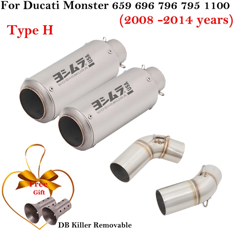 

Для Ducati Monster 659 696 795 1100 Hypermotard 796 2008-2014 выхлопная труба для мотоцикла, труба из углеродного волокна, глушитель DB Killer