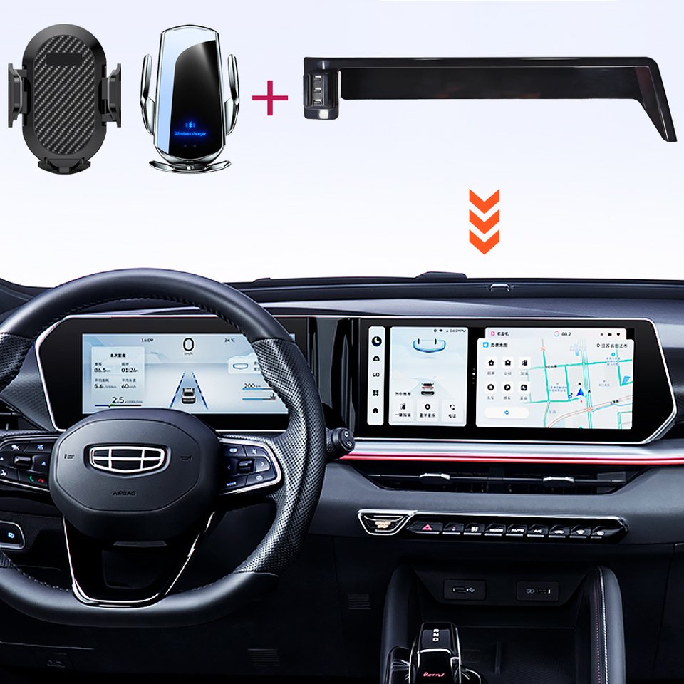 

Держатель для телефона Geely Coolray 2023 2024, фиксированная база для экрана, подставка для беспроводной зарядки, крепления для мобильного телефона, ящик для хранения автомобильных очков