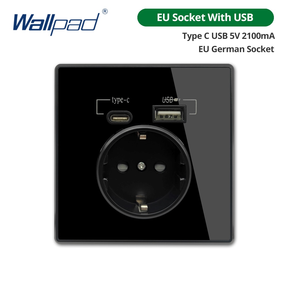 

Wallpad Розетка с USB Type-C черная