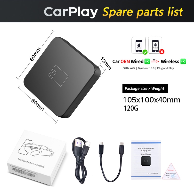 

5G Bluetooth проводной и беспроводной Carplay для Apple Android AUTO AI Box Nissan Camry Mercedes Toyota Mazda Citroen Audi Land Rover