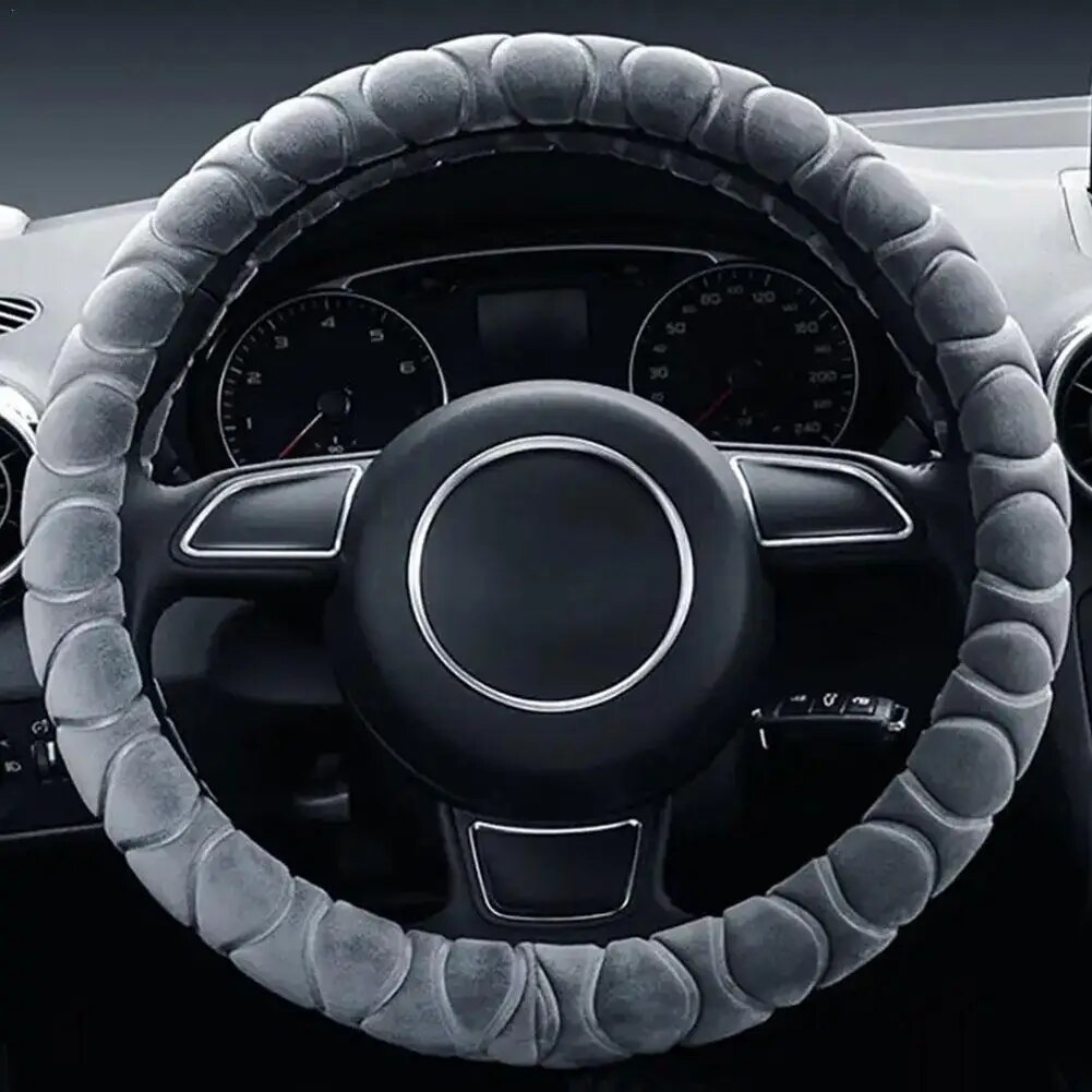 

Плюшевый чехол на руль автомобиля, мягкий короткий меховой теплый зимний защитный чехол на руль, противоскользящее украшение автомобиля для женщин и мужчин