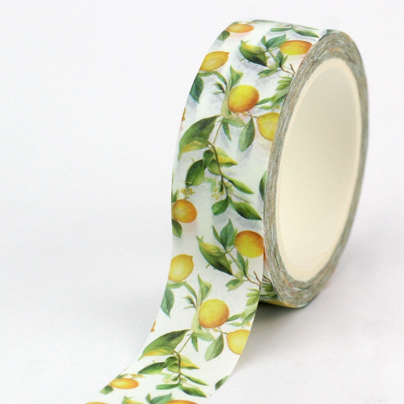 

Лента для скрапбукинга GREATHOPE WASHI TAPE желтый лимон и листья