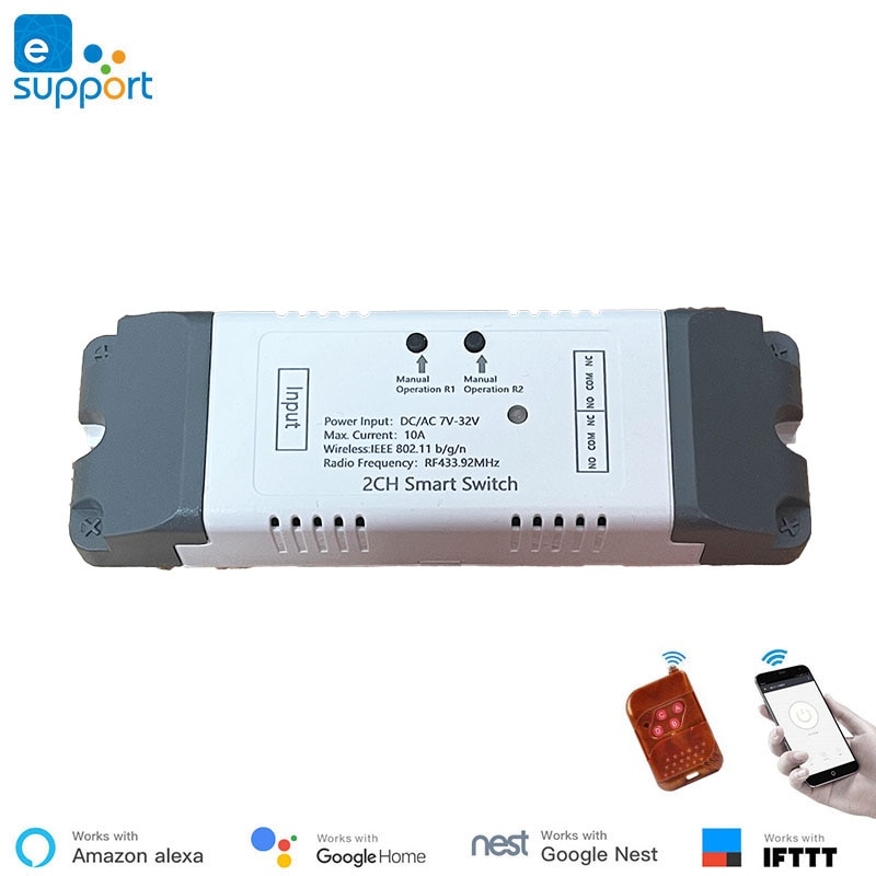 

Умный дом автоматизация WiFi 2-канальный переключатель Inching Блокировка само-Блокировка модуль eWelink приложение пульт дистанционного управления реле