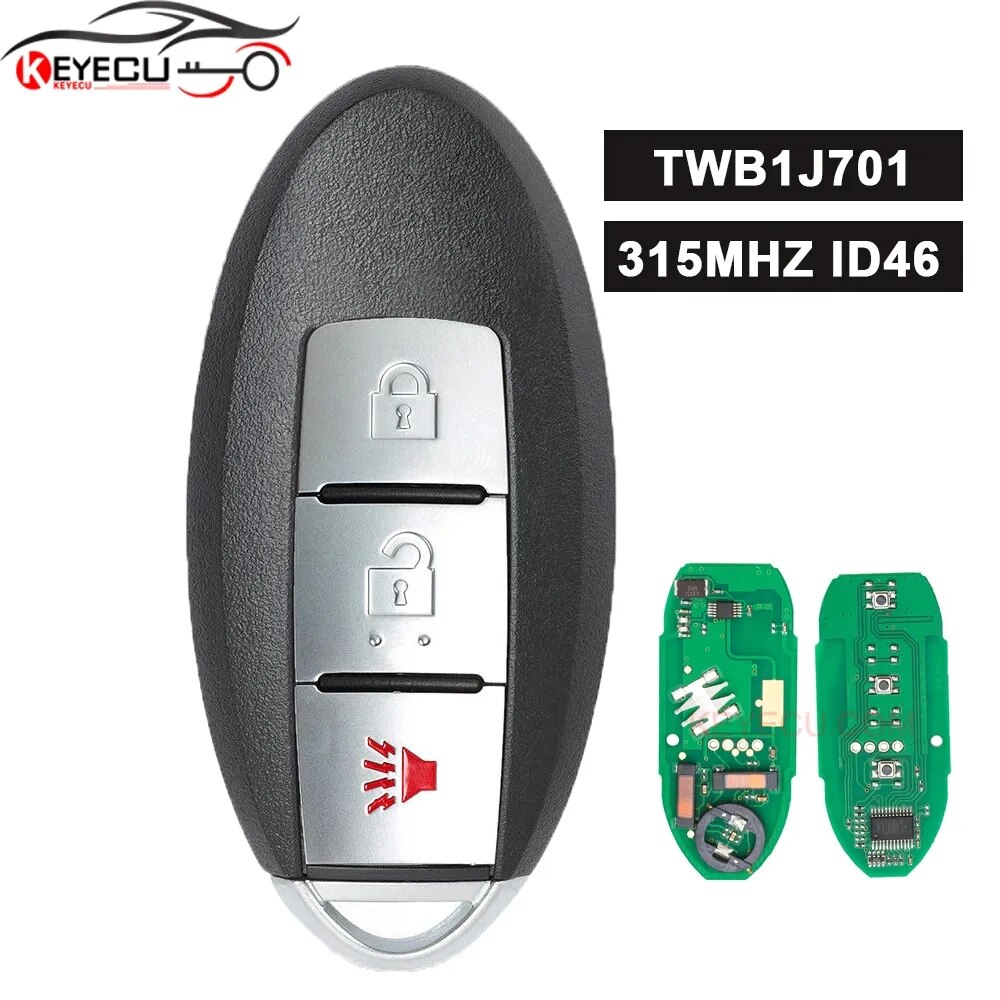 

Etui KEYECU TWB1J701 315 МГц ID46 PCF7952 Smart Remote Control Car Key Fob 2/3 Button do Nissan Micra K13 March K13 Leaf TIIDA MARCH