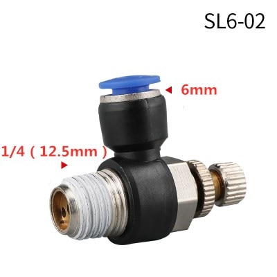 

Пневматический Фиттинг с регулятором скорости Air SL 1/8 1/4 3/8 1/2, регулятор клапана дроссельной заслонки, 4 6 8 10 мм, трубка для шланга, регулируемое быстрое соединение