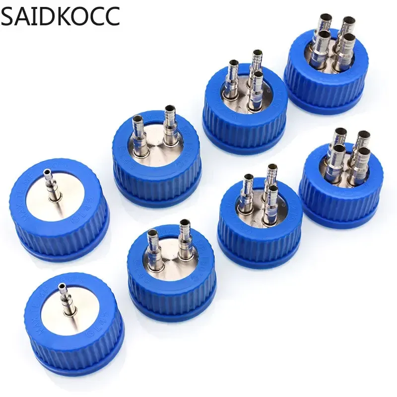 

SAIDKOCC GL45 Реактор для брожения, крышка подачи, крышка банки из нержавеющей стали с синей крышкой из нержавеющей стали SS304, запасная крышка для трубки